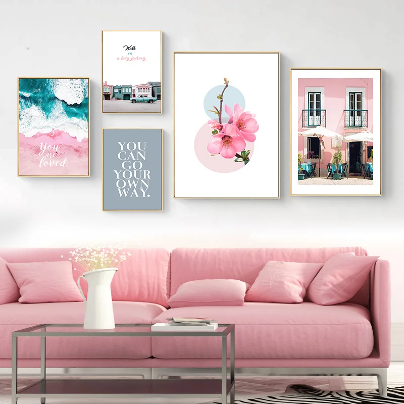 

Flower landscape sea stall architectural canvas poster inspirational minimalism nordic style wall art print painting decoration