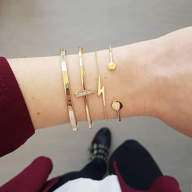 DIEZI 4 шт./компл. ретро браслет цепочка с узелком в виде листьев для женщин модный