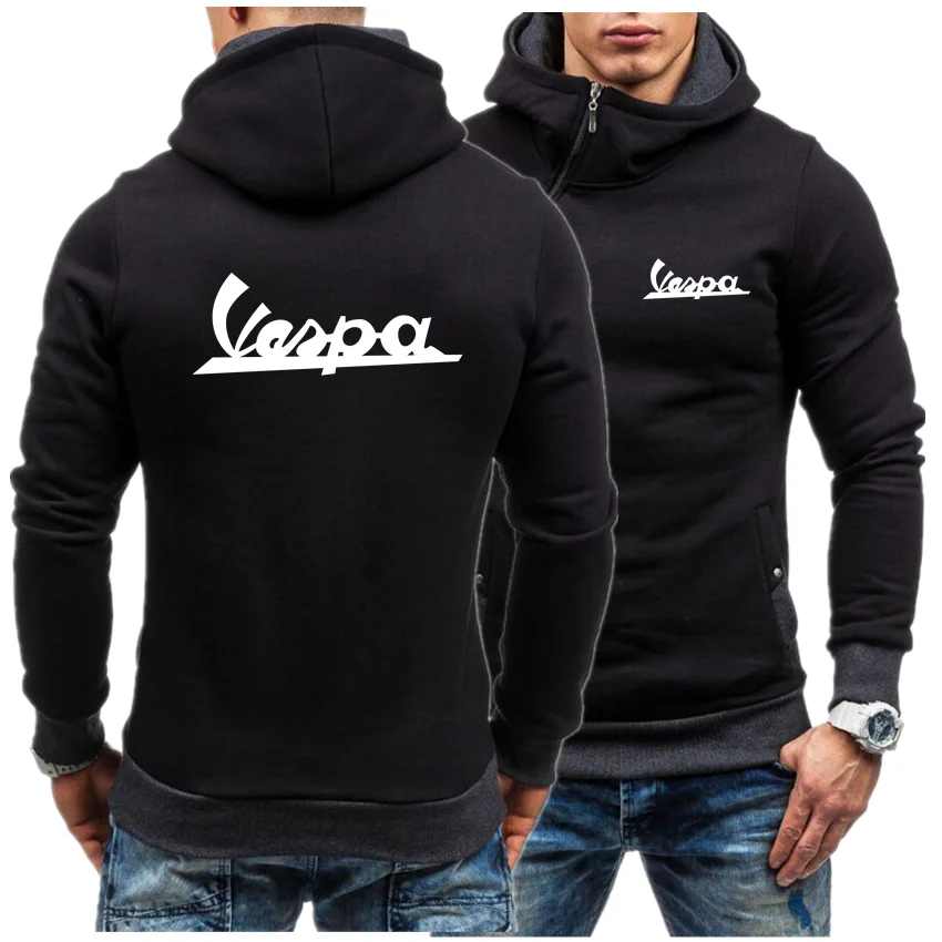 

Vespa 2021 Personality Slant Zipper Spring Autumn Thickening Fashion Men's New Logo Printed Sport Leisure Hoodie Asia Code S-3XL
