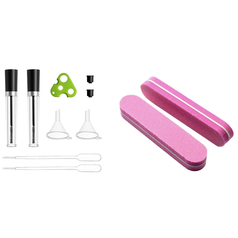 

Empty Mascara Tube with Eyelash Wand Rubber Inserts Funnels with 20Pcs Nail Buffer Sanding Block Polisher Buffing File