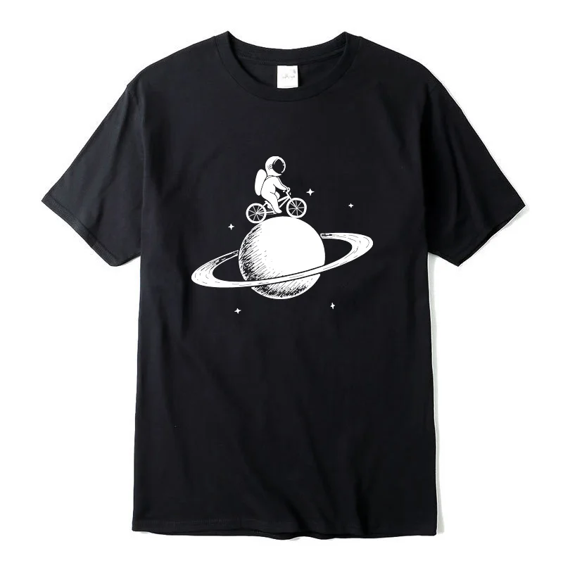 Мужская футболка из 100% хлопка с коротким рукавом, забавная футболка с космическим принтом, Мужская футболка, Повседневная забавная свободн...