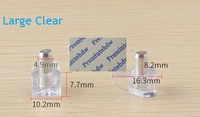 Large Clear 100 шт./лот, 5 мм стержень, пластиковая подставка для полки, подножки, мебельная полка, книжный шкаф, полка, кронштейн, серый, коричневый, белый, прозрачный - Цвет: Large Clear