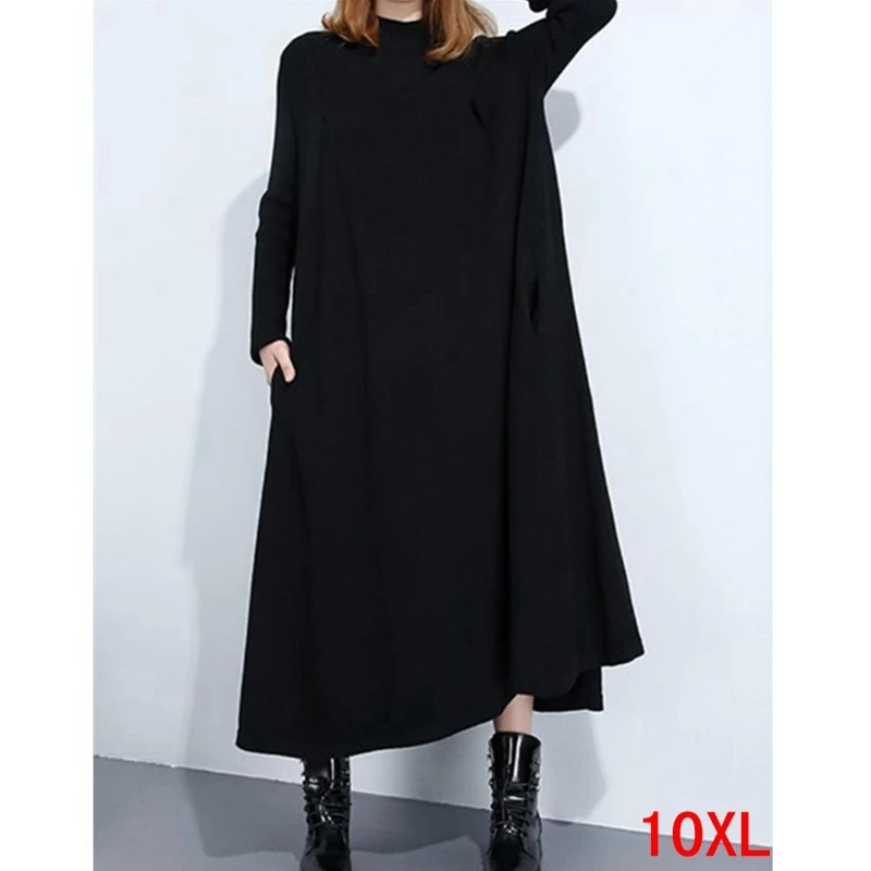Женское платье большого размера 5XL 6XL 8XL 9XL 10XL обхват груди 150 см осеннее с высоким