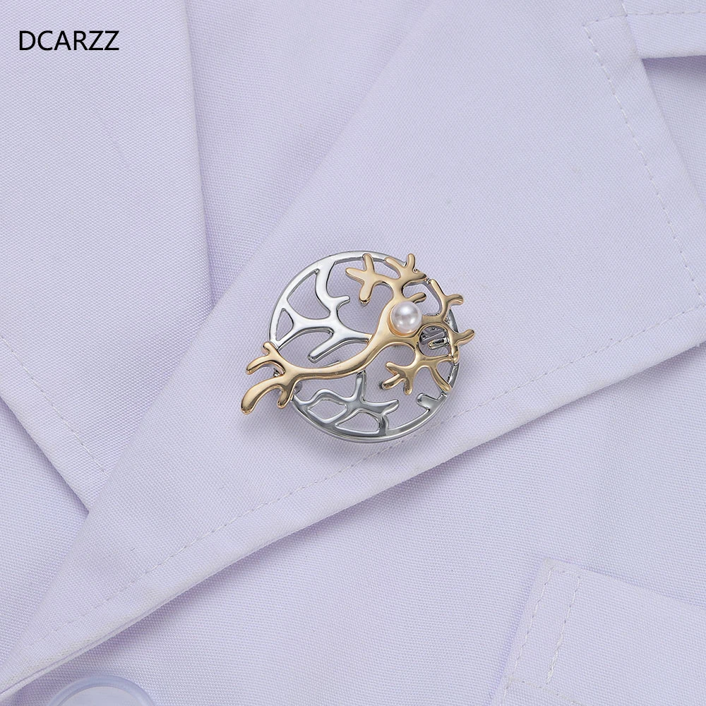 Брошь DCARZZ в форме нейрона женская Золотая булавка с жемчугом подарок медсестре |