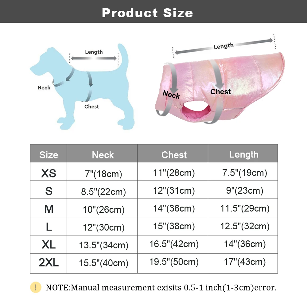 

Cute Puppy Dog Clothes Warm Winter Cat Dogs Vest Coat Waterproof Pet Clothing For Small Medium Dogs Cats Lightweight XS-2XL