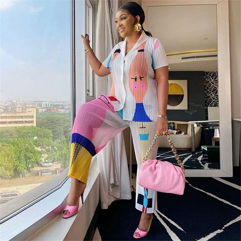 Женский летний комплект из двух предметов рубашка с коротким рукавом и брюки