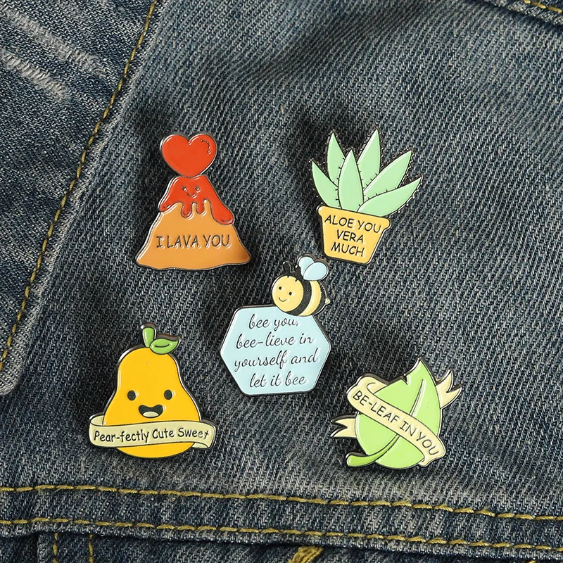 

Cartoon Pear Heart Volcano Lovely Bee Enamel Pins Badge Cute Brooches for Women Backpacks Lapel Pin Metal Jewelry Gift Wholesale