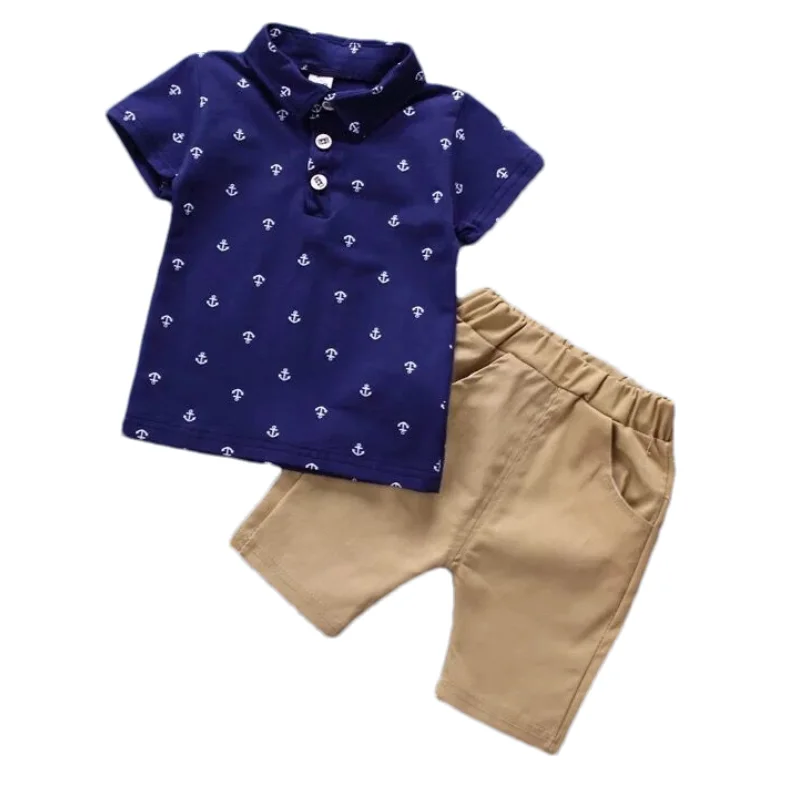 

Детский хлопковый комплект из футболки с лацканами и шортов, на возраст 1-6 лет