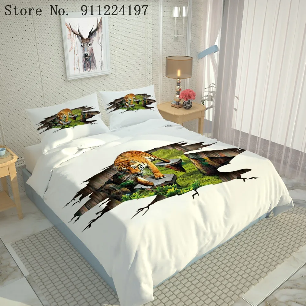 Животного комплект для кровати с принтом Тигр Твин/Полный Queen/King 229x229
