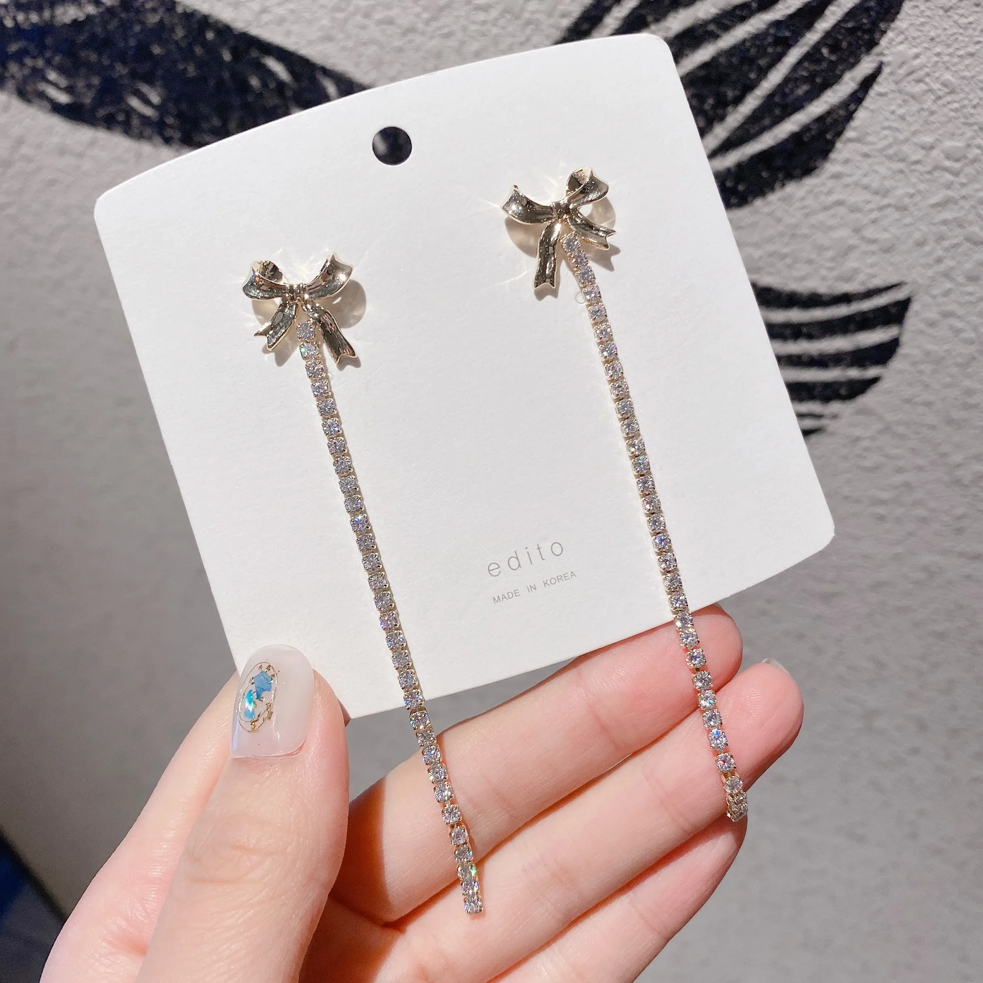 

Bowknot Bow Long Tassel Earrings For Women Zirconia Korean Fashion Jewelry Wholesale S925 Pin High Quality