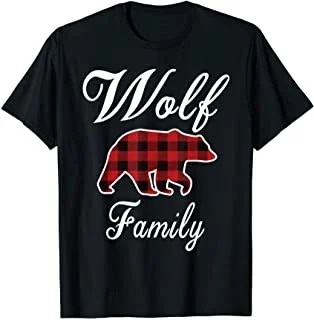 

WOLF Family Bear Red Plaid Christmas Pajama Men Women Gift T-Shirt
