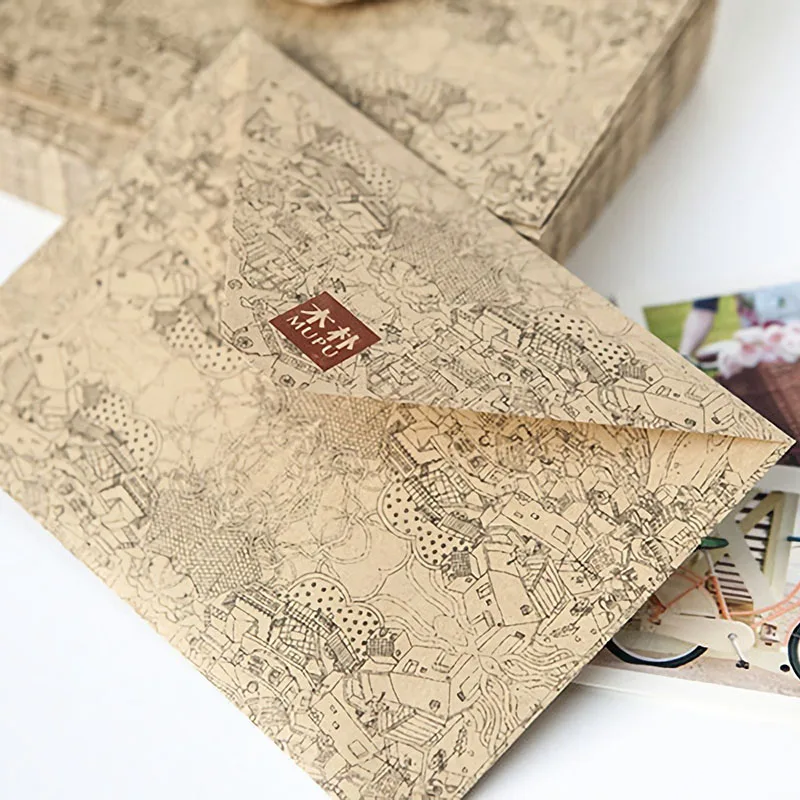 Конверты из крафт бумаги с красивым принтом 10 шт.|Открытки и приглашения| |