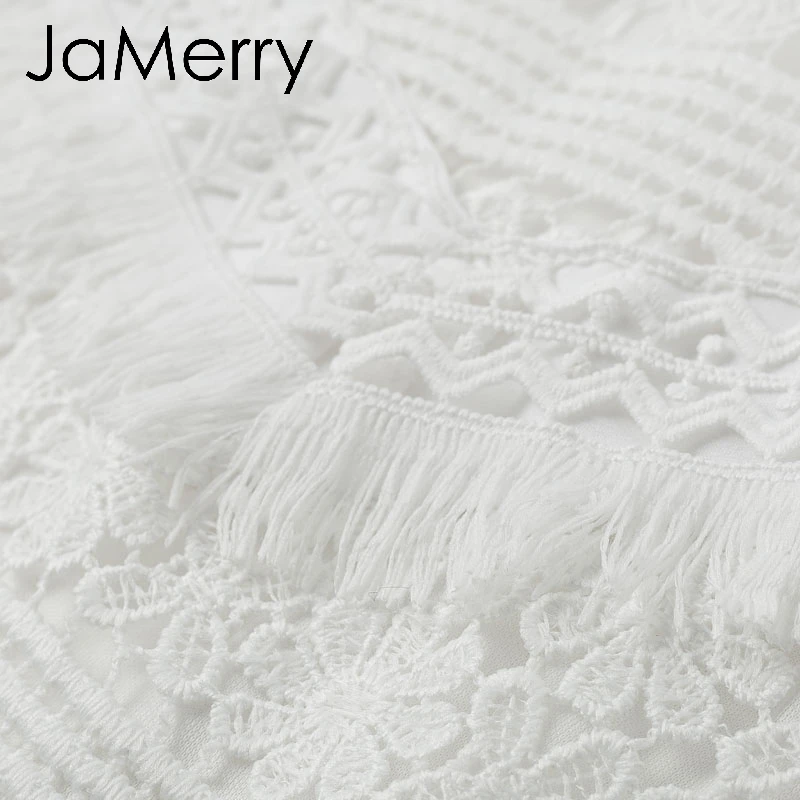 JaMerry/винтажная белая женская блузка с вышивкой и кисточками рубашка длинными