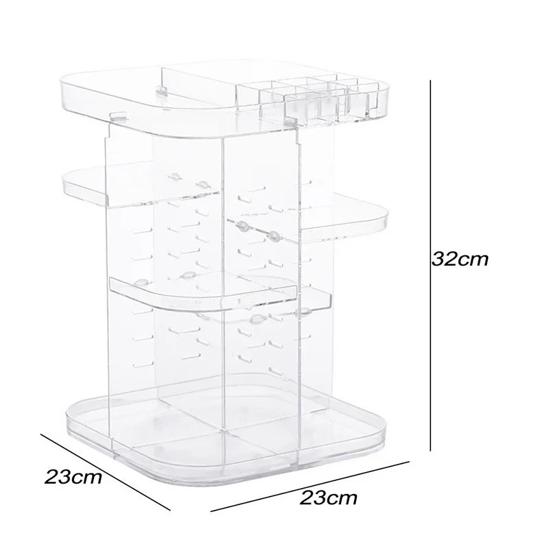 32x23x23cm white Urijk вращающаяся стойка для хранения косметики на 360 градусов, Модный чехол для помады, ювелирных украшений, подставка для дисплея, косметическая коробка, органайзер для макияжа - Цвет: 32x23x23cm white