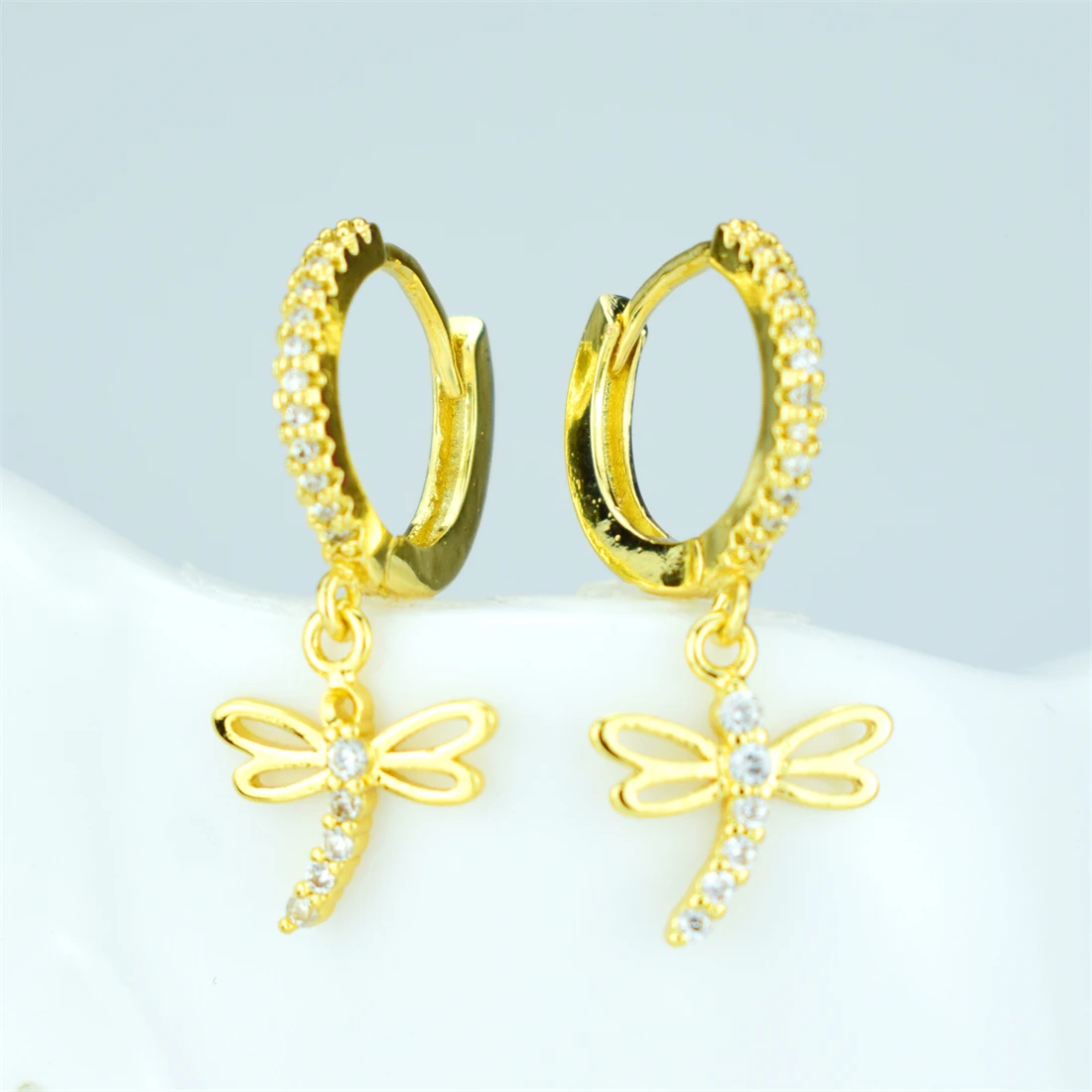 

Hollow dragonfly earrings Insect jewelry Micropave earrings Christmas gifts for girls and children