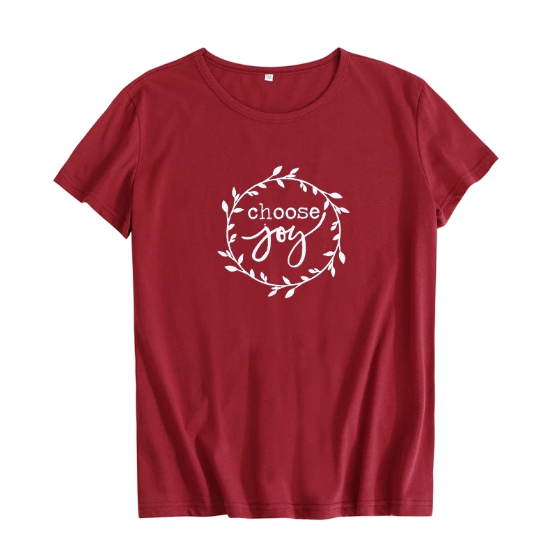 Choose Joy Slogan Print T-shirt Women Fashion Summer Tops 2019 New Cotton Short Sleeve T Shirt Femme Graphic Tee Camisas Mujer | Женская