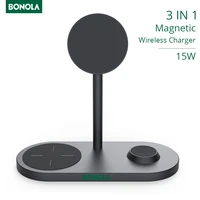 Bonola 15W Magnetic Wireless Charging Stand for Apple iPhone Pro Max 11 8 Fast Charger for Apple Watch Airpod Pro
