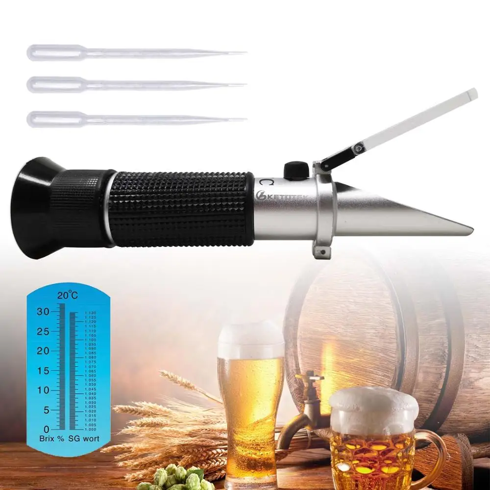 

Beer Refractometer Brix 32% Wort ATC For Refractometer Handheld Alcohol 0-80 %V/V Tool Hydrometer Concentration Spirits Tester