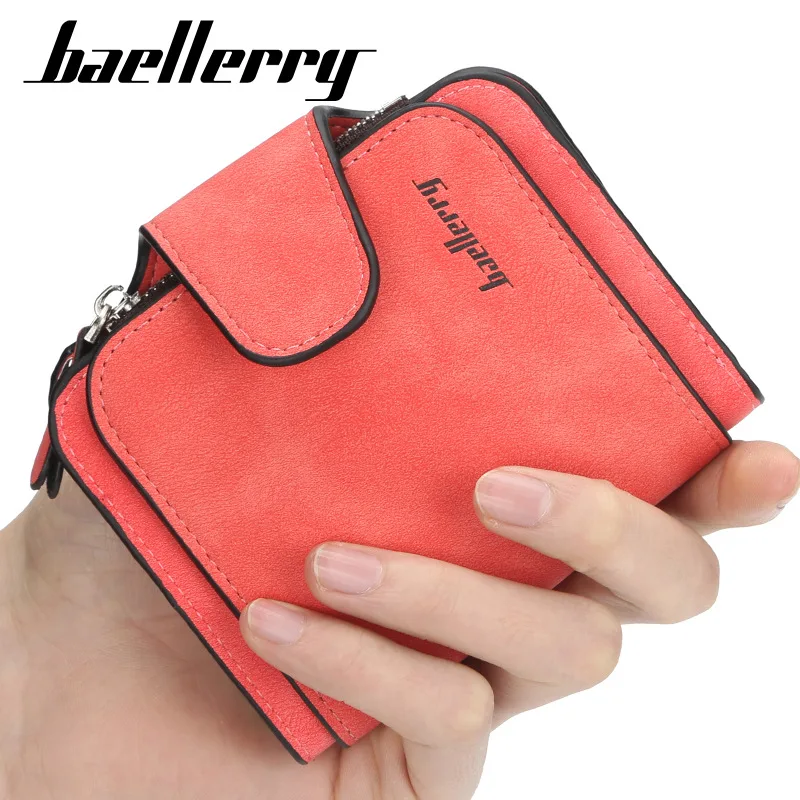 

Baellerry women's purse multi card Korean buckle frosted leather Zero purse cute student purse lady