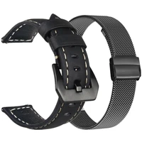 20mm 22mm watchband sets for samsung galaxy watch 3 band 45mm 41mm mesh metal wrist strap for galaxy watch 46mm leather bracelet
