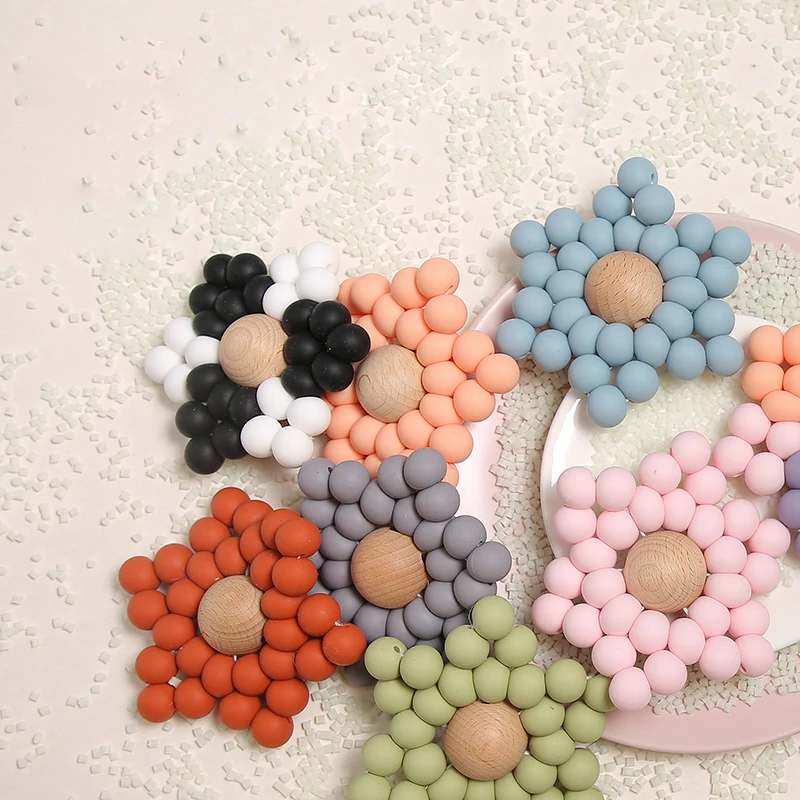 Let's make-mordedor de silicona sin BPA para reci&eacute;n nacidos, juguete mordedor de silicona de colores, f&aacute;cil de limpiar, seguro, regalos para Baby Shower-0