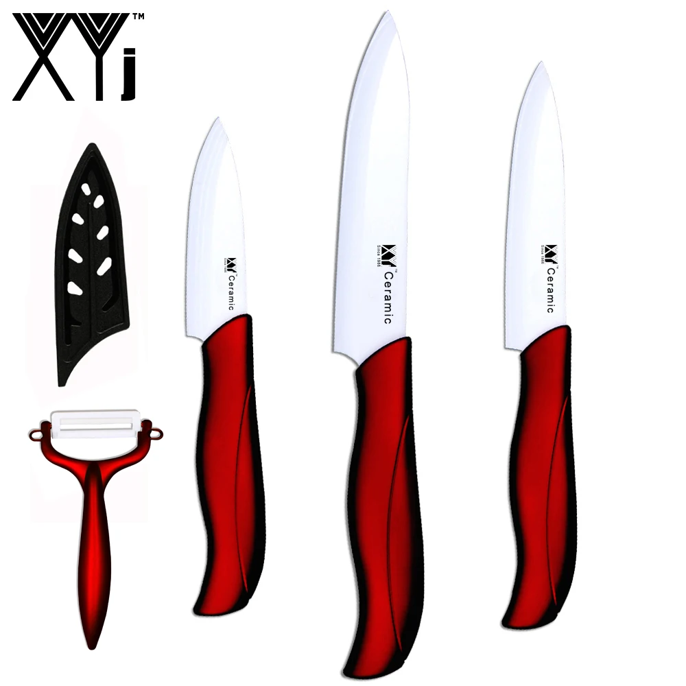 red 345peeler XYj Керамические ножи отличного качества, нож для очистки овощей, набор кухонных ножей из трех предметов, новые красные керамические кухонные ножи - Цвет: red 345peeler