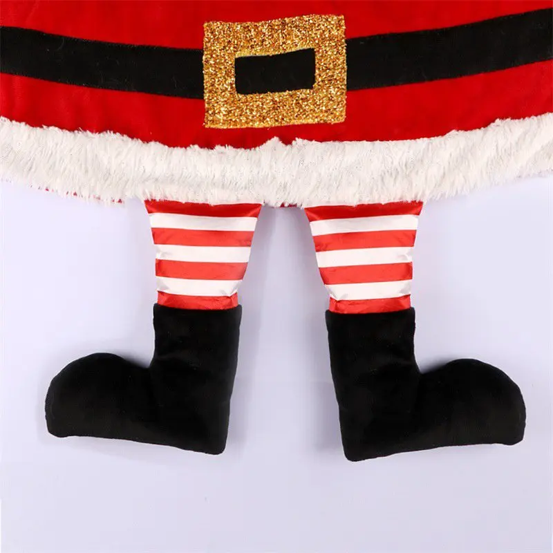 

Christmas Tree Skirt & Santa Claus Feet 30-Inch Diameter Base Christmas Tree Collar Tree Base Cover Home Decoration