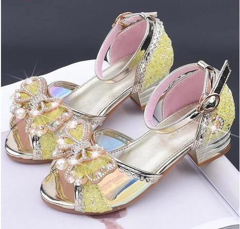 

2020 new girls sandals high heels children fashion princess leather summer shoes comfortable baby leather shoes