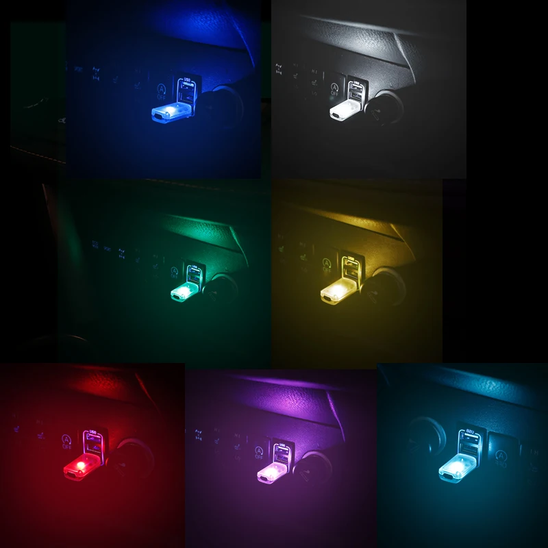 

1pcs Multicolor Car Interior Led Light USB Atmosphere Lights Sound Control Auto Decorative Lamp Mini Auto Ambient Lights