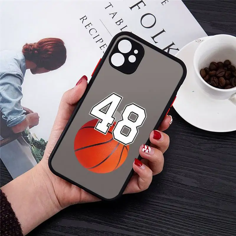 

Simple art basketball lucky numbers Phone Case Transparent Matte for iPhone 7 8 11 12 s mini pro X XS XR MAX Plus cover funda