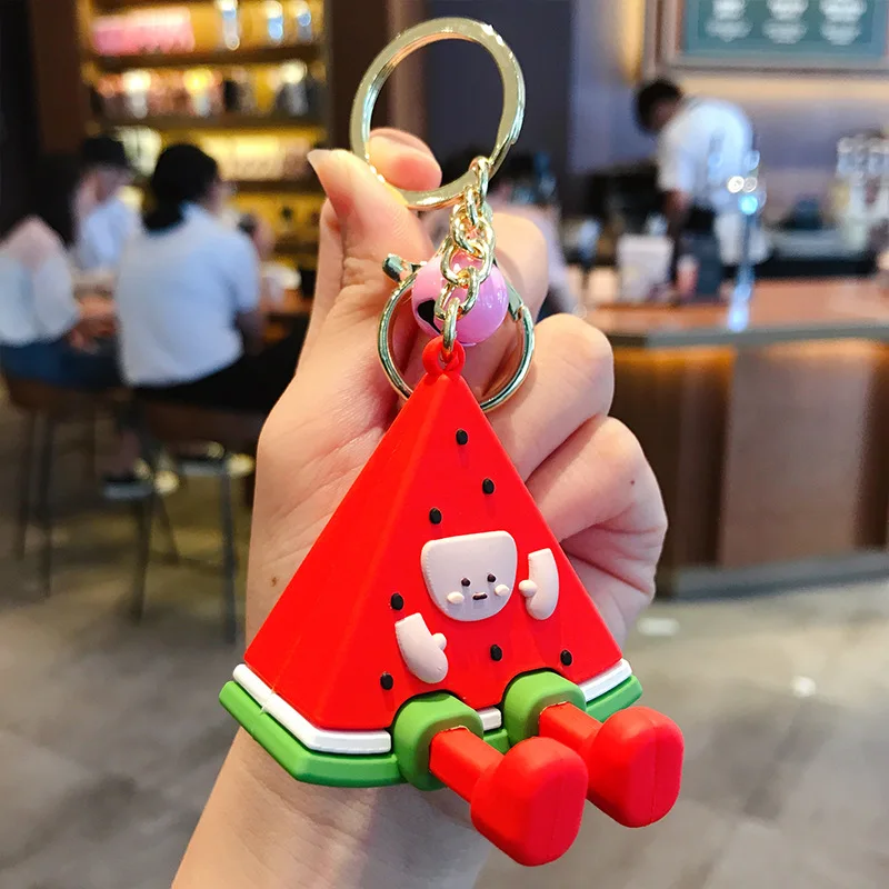 

Small Fresh Watermelon Keyrings Durian Avocado Cartoon Fruit Keychains Mobile Phone Holder Multi-Function Key Chain Wholesale