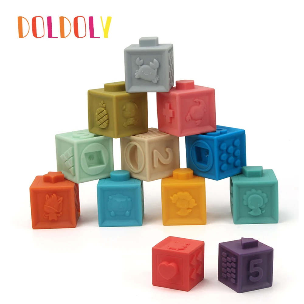 Doldoldoly 12 шт. милая детская игрушка мягкие строительные блоки 3D сенсорные Детские