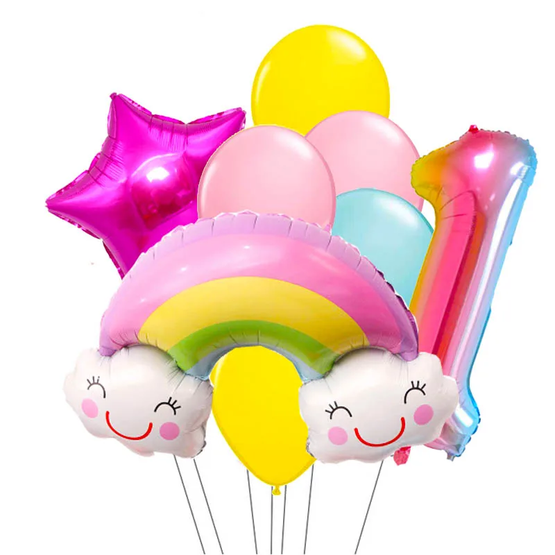 8 шт./лот Радуга шарик из фольги в форме 32 дюймов клипсы для воздушных шаров 1st 2rd