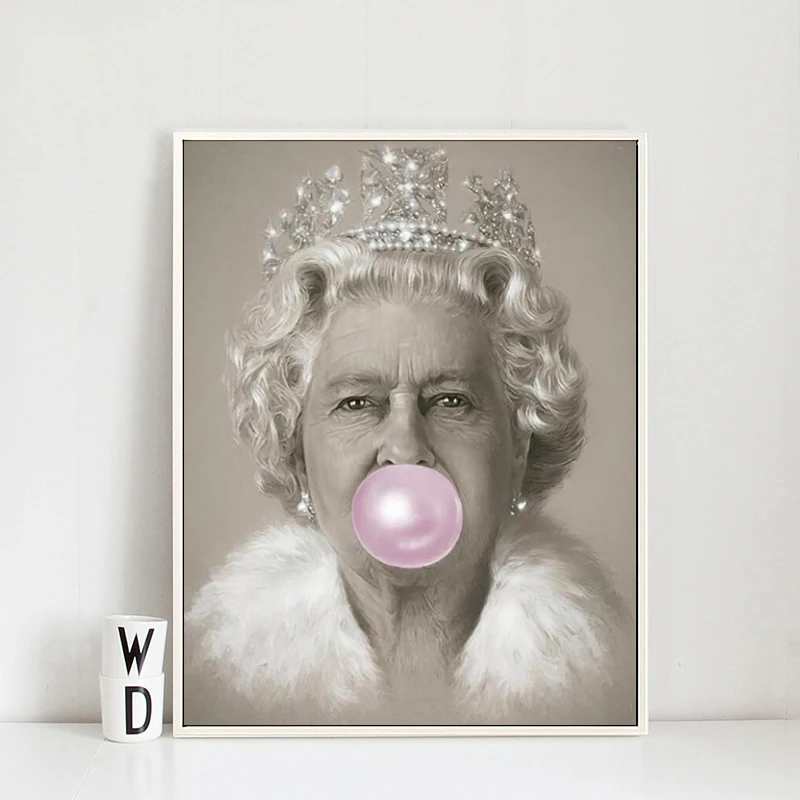 

Elizabeth II Bubblegum Print Wall Art, Elizabeth II Bubble Gum Poster, Elizabeth II Wall Decor for Living Room Home Decoration