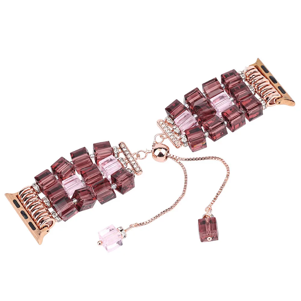 

Браслет квадратный прозрачный для Apple Watch 6 Band 44 мм 40 мм 38 мм 42 мм, Модный женский ремешок «сделай сам» для iWatch Series SE/6/5/4/3/2