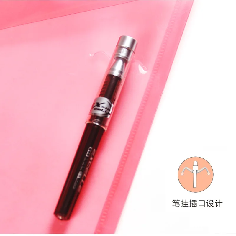 

12pcs High quality color Transparent Plastic Closure Folder Documents Bag A4 File Cover Business And School Filing Products