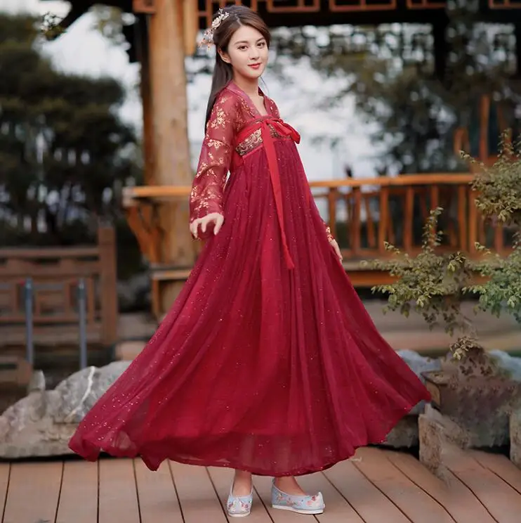 

Female Ancient Dancewear Tang Dynasty Fairy Dress Swordsman Hanfu Robe Chinese Traditional Classical Dance Folk Costume