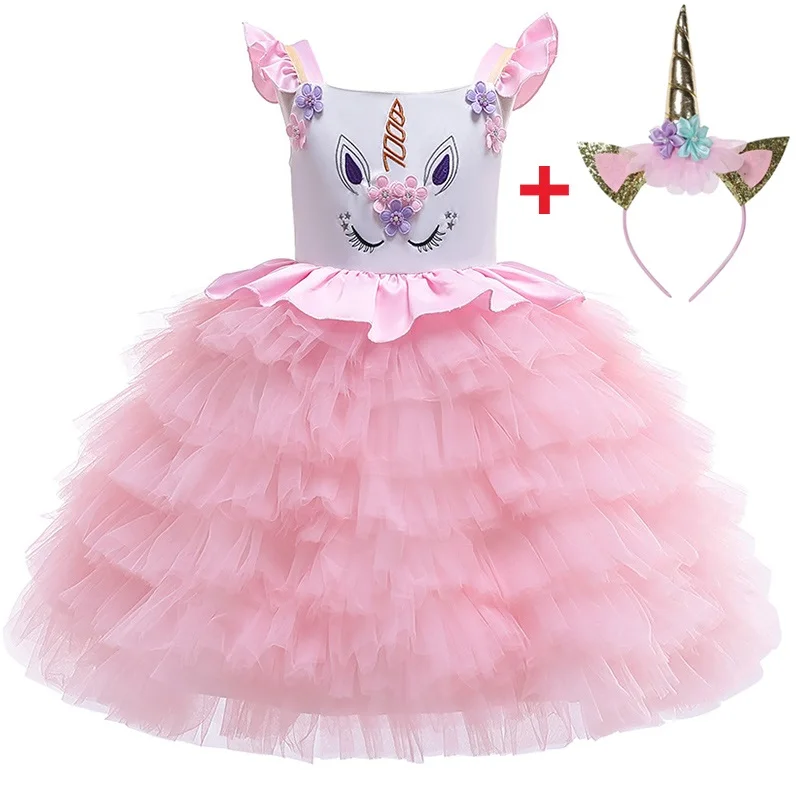 Kids Unicorn Dress for Girls Embroidery Flower Ball Gown Baby Girl Princess Dresses Party Costumes Children Clothing | Детская одежда и