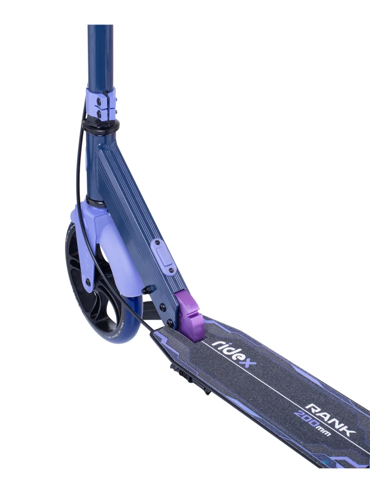 Самокат 2-х колесный RIDEX Rank 200 мм ручной тормоз синий/фиолетовый | Спорт и