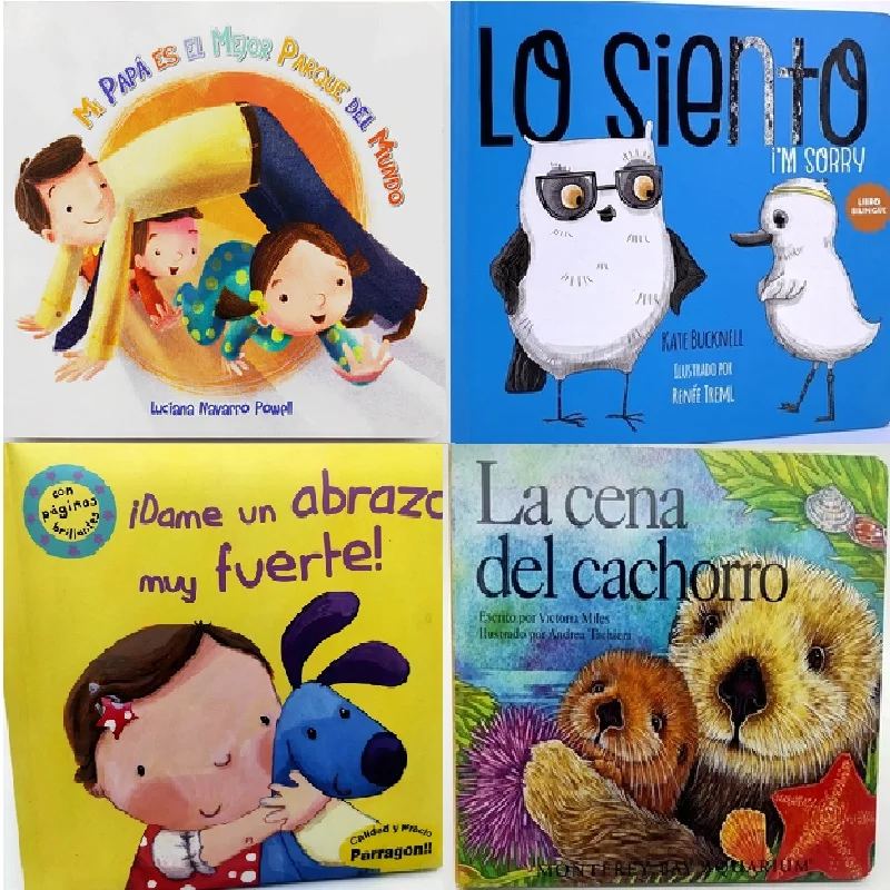 

Random 2 Books Parent Child Kids Spanish Book Early Education Knowledge Story Interesting Picture Reading Cardboard Book Age 0-4