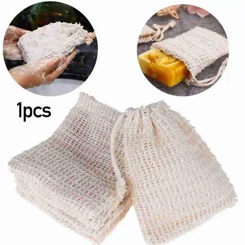 

1pcs Sisal Soap Bag Blister Ramie Mesh Soap Storage Bubble Foam Soap Foaming Bags Easy Double-layer Maker Net Bags Holder K0y8