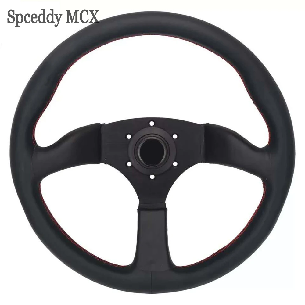 Универсальное кожаное рулевое колесо 14 дюймов 350 мм с кнопкой рожком|Рулевые