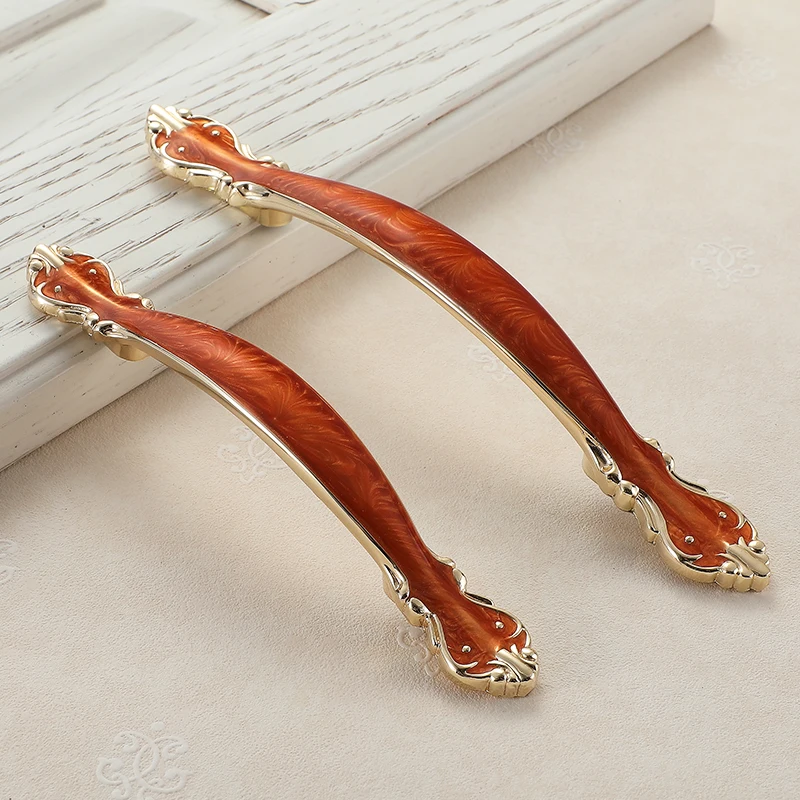 WV европейские красные янтарно желтые ручки шкафа из цинкового сплава 128 мм