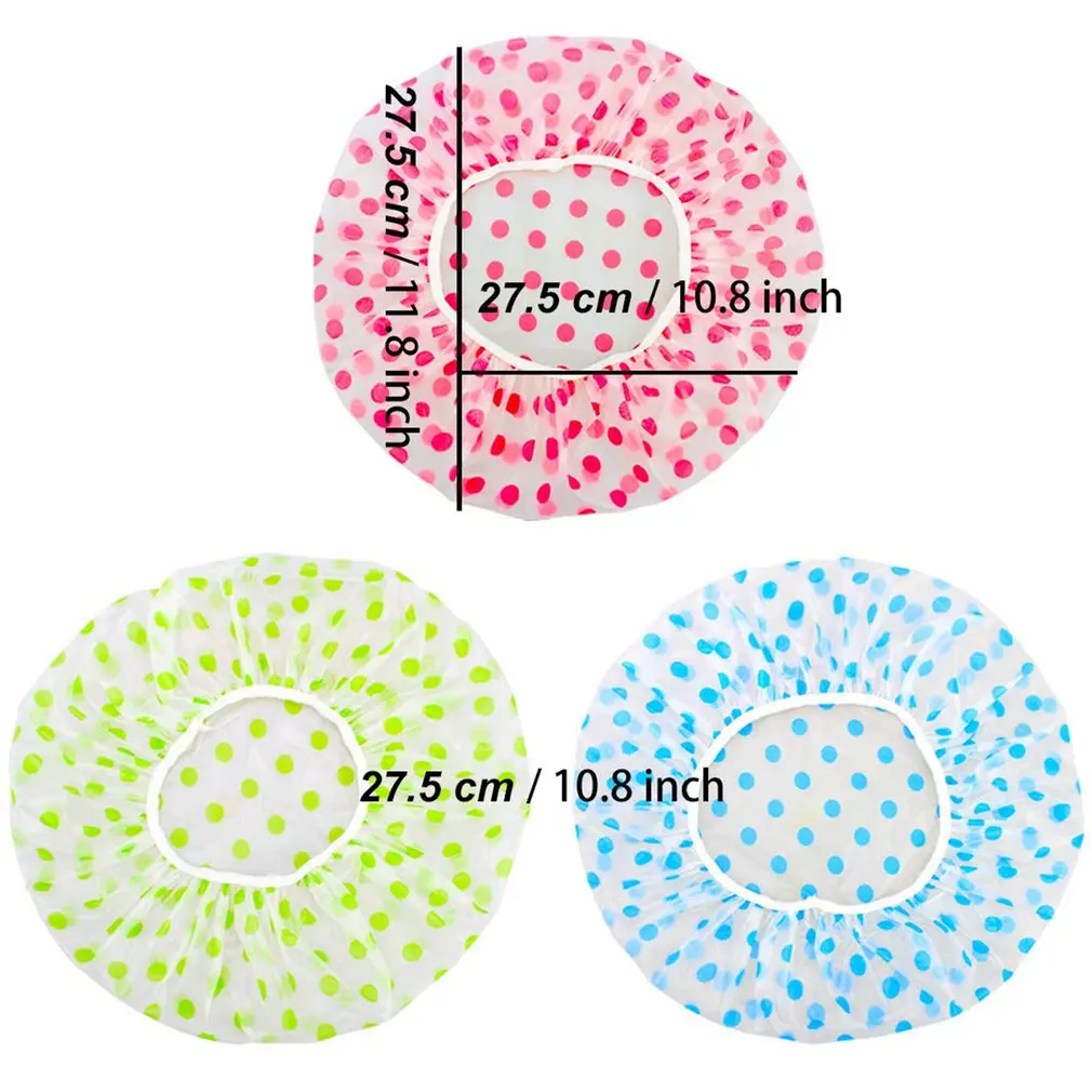 

3pcs Shower Caps Elastic Waterproof Shower Cap Reusable Bath Cap Fashion Wave Point Shower Cap Bathroom Tool