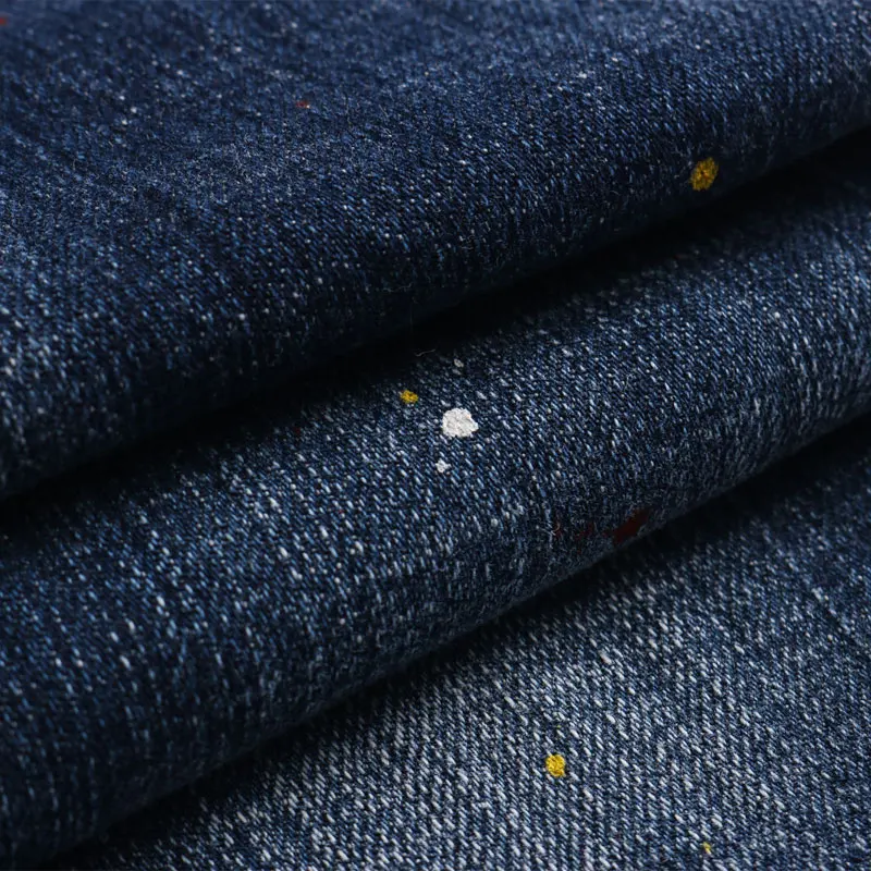 European Street Fashion Men Jeans High Quality Retro Blue Slim Fit Ripped Jeans Men Painted Designer Hip Hop Denim Punk Pants