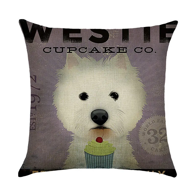 Новые забавные мопса печатных Подушка Чехол Крышка квадратный 45 см * белого цвета