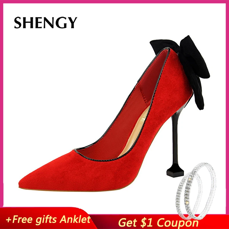 Женские офисные туфли на высоком каблуке 2020 см модные лодочки с бантом и острым