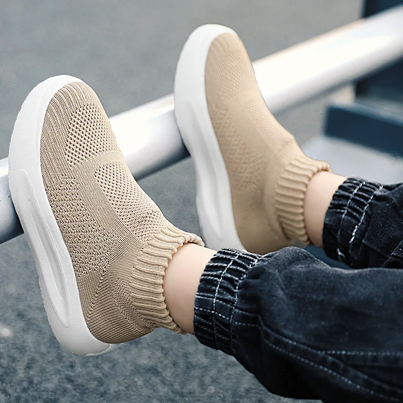 Zapatos informales para ni&ntilde;os y ni&ntilde;as, zapatillas para correr, calcetines de punto, deportivas, botas suaves antideslizantes, el&aacute;sticas de alta calidad-2