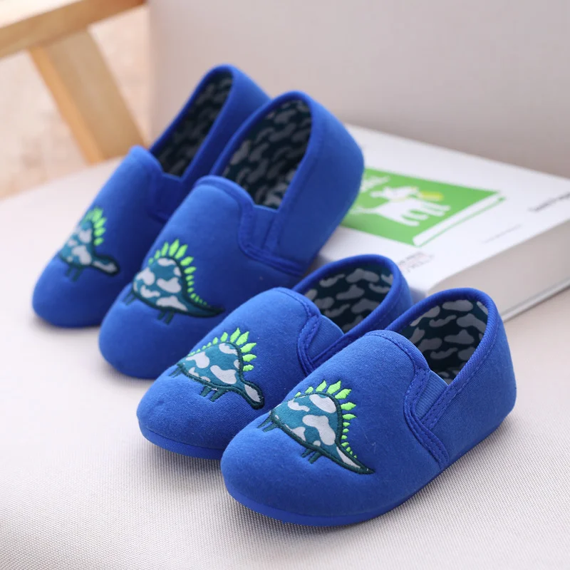Осенне-зимние домашние тапочки для мальчиков из хлопчатобумажной ткани детские
