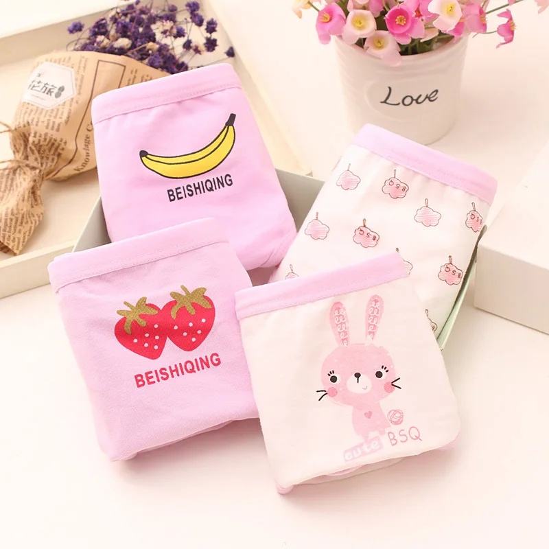 

4 Pcs/Lot Girls Panties Lovely Cartoon Children Underwear Soft Cotton Kids Underpants Breathable Comfortable Panties For Girls